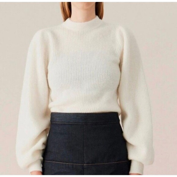 Ganni light butter yellow alpaca wool soft sweat Large - Picture 2 of 8